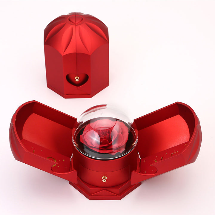Ewige Rosenbox - 14k Weißgold Halskette & süßer Notiz - An meinen Schatz