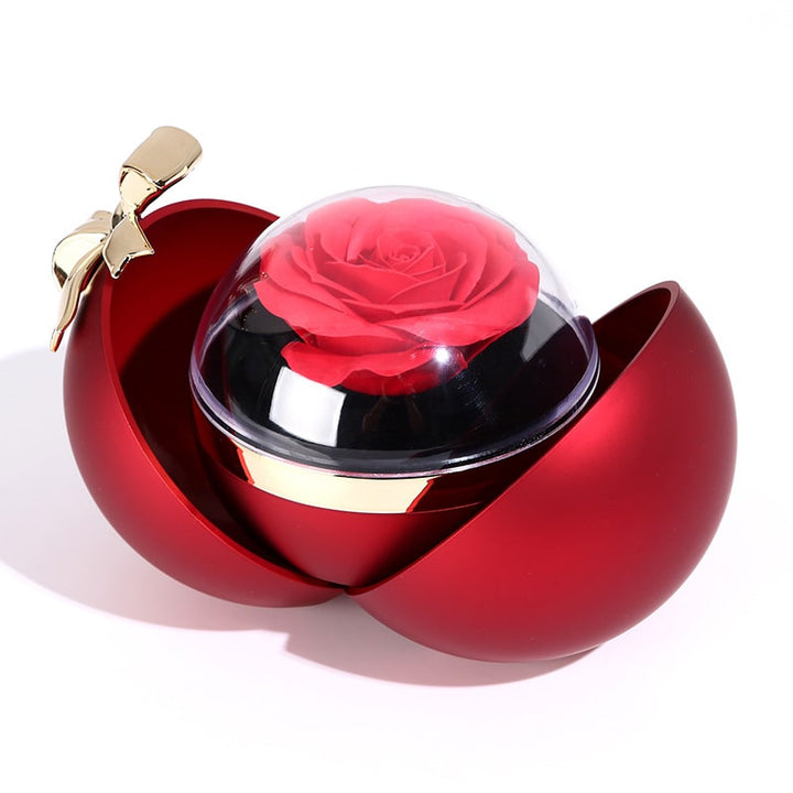 Kugel Rosenbox - Mit 14k Weißgold Herz Halskette