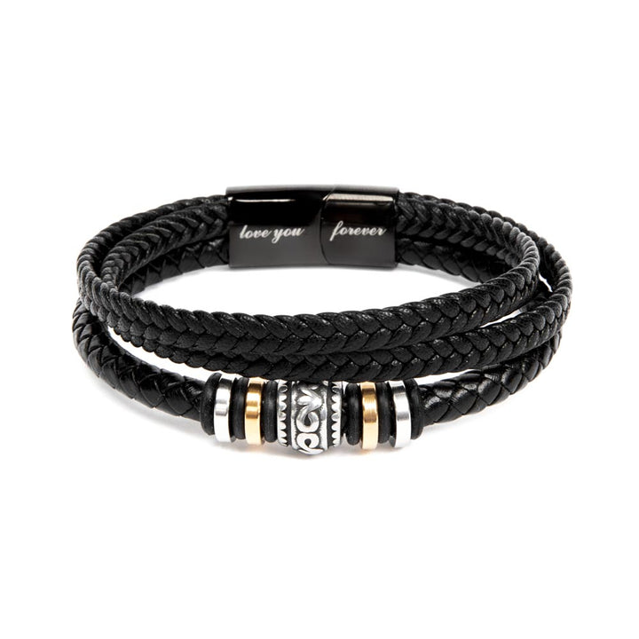 An meinen Sohn - Geflochtenes Edelstahl Lederarmband