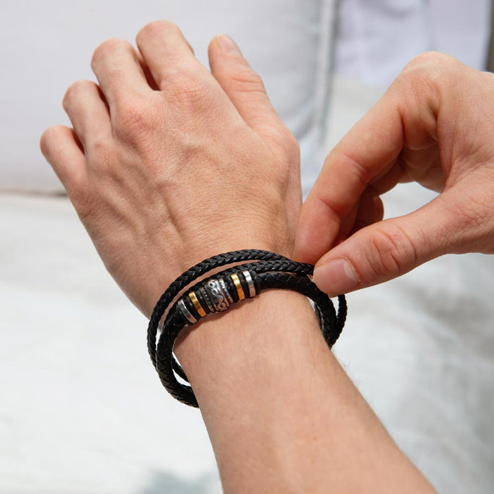 An meinen Sohn - Geflochtenes Edelstahl Lederarmband