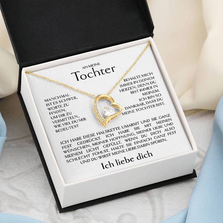 14k Weißgold Ausführung Herz Halskette - Für Tochter