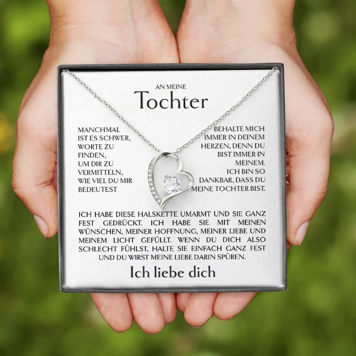 14k Weißgold Ausführung Herz Halskette - Für Tochter