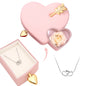 Amour Rosenbox - mit versteckter Gravur-Doppelherzkette