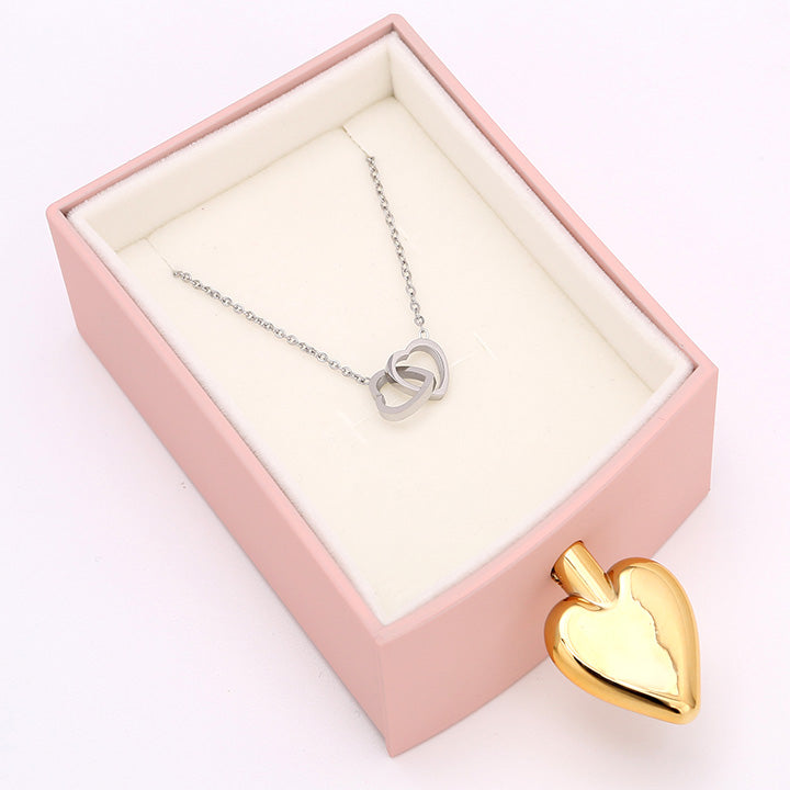 Amour Rosenbox - mit versteckter Gravur-Doppelherzkette