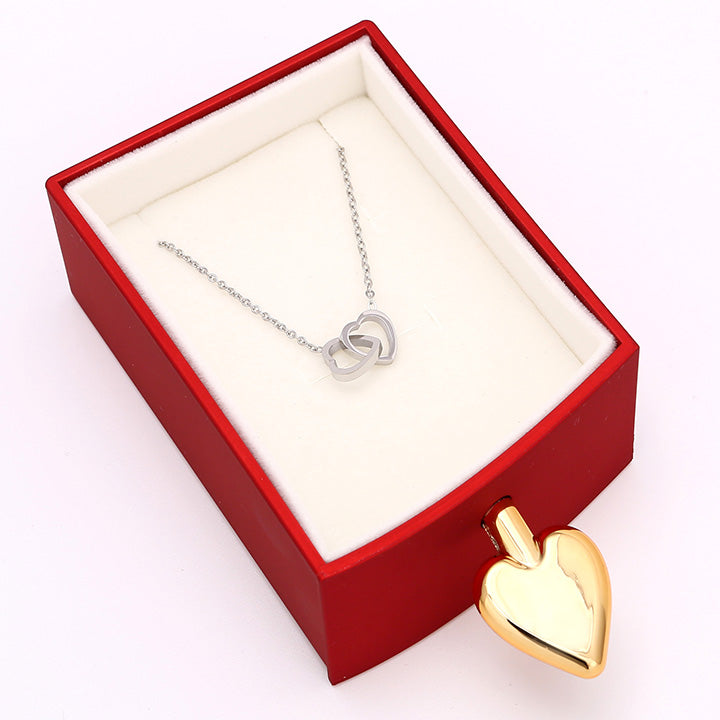 Amour Rosenbox - mit versteckter Gravur-Doppelherzkette