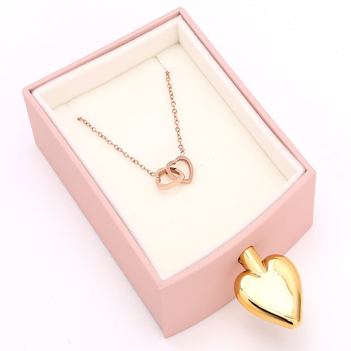 Amour Rosenbox - mit versteckter Gravur-Doppelherzkette