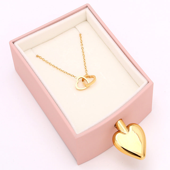 Amour Rosenbox - mit versteckter Gravur-Doppelherzkette