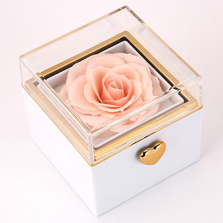 Überraschung-Rosenbox mit 14k Herz-Herzkette & Notiz