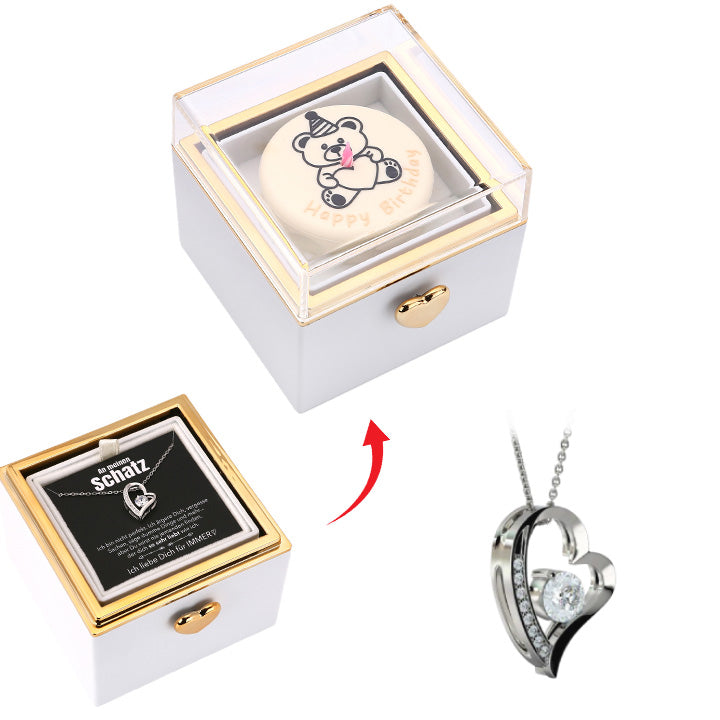 Kuchen Überraschung-Box mit 14k Herz-Herzkette & Notiz