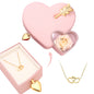 Amour Rosenbox - mit versteckter Gravur-Doppelherzkette