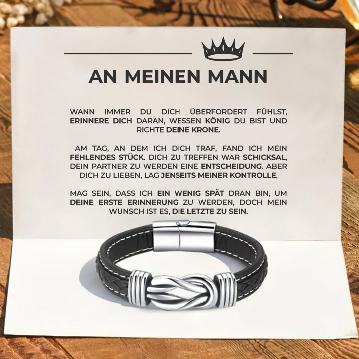 An meinen Mann - Geflochtenes Lederarmband