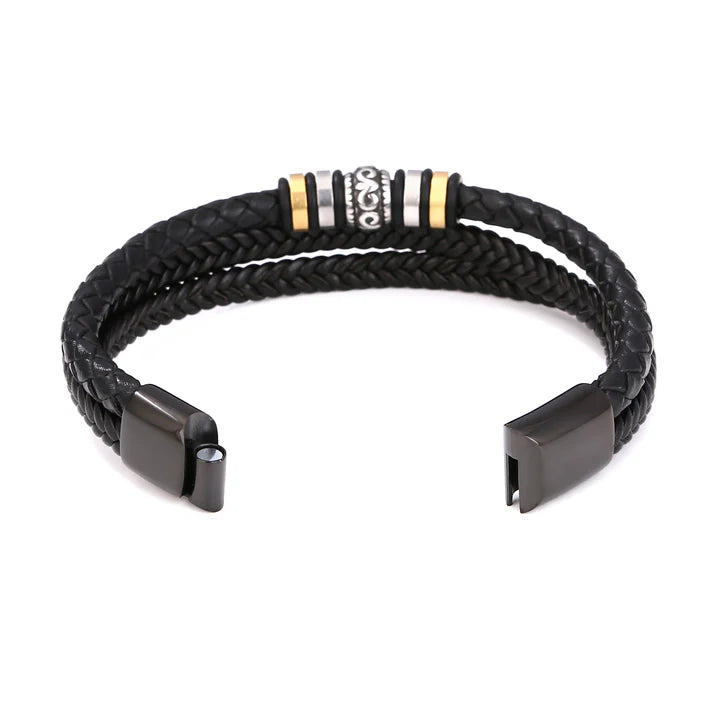 An meinen Enkel - Geflochtenes Edelstahl Lederarmband