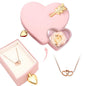 Amour Rosenbox - mit versteckter Gravur-Doppelherzkette