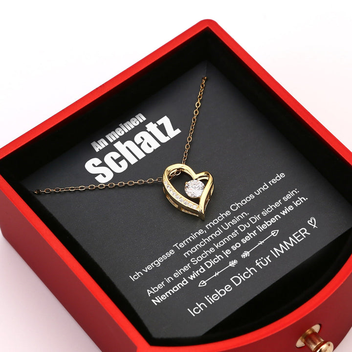 Ewige Rosenbox - 14k Weißgold Halskette & süßer Notiz - An meinen Schatz