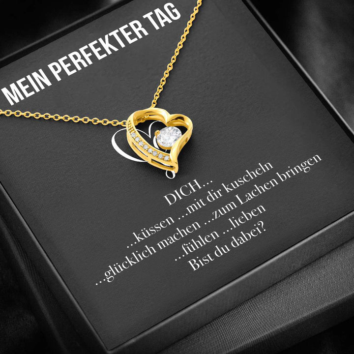 14k Weißgold Ausführung Herz Halskette - Mein Perfekter Tag