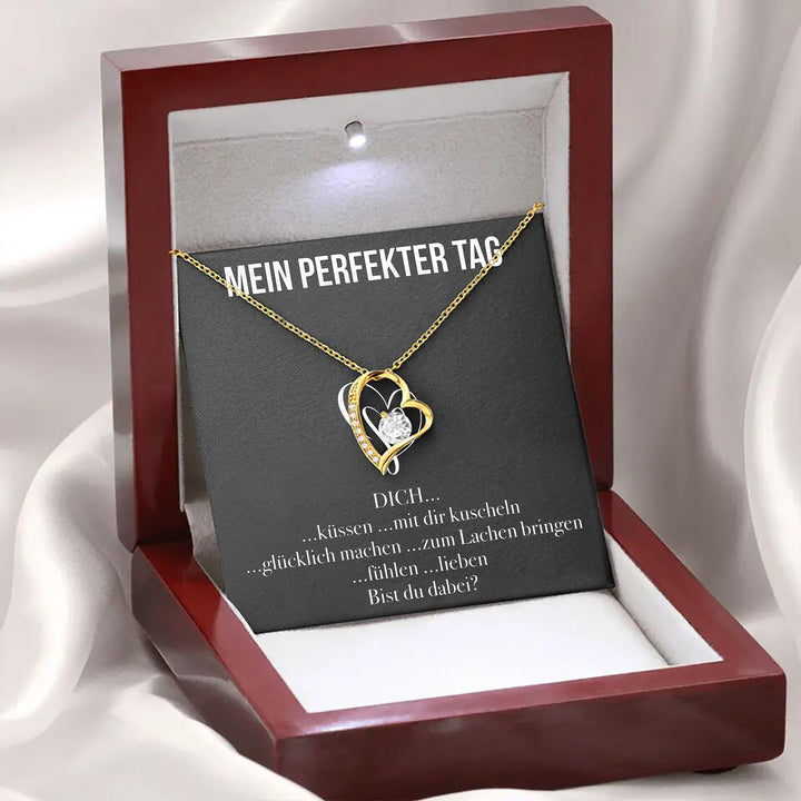 14k Weißgold Ausführung Herz Halskette - Mein Perfekter Tag