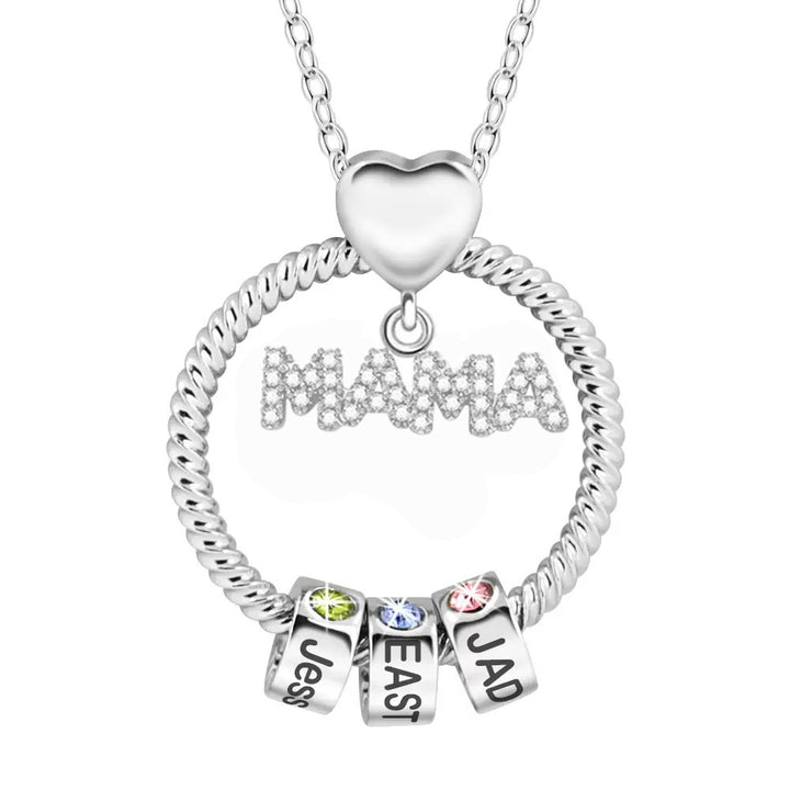 Mama Liebeskette mit Namen-Beads und Geburtsstein