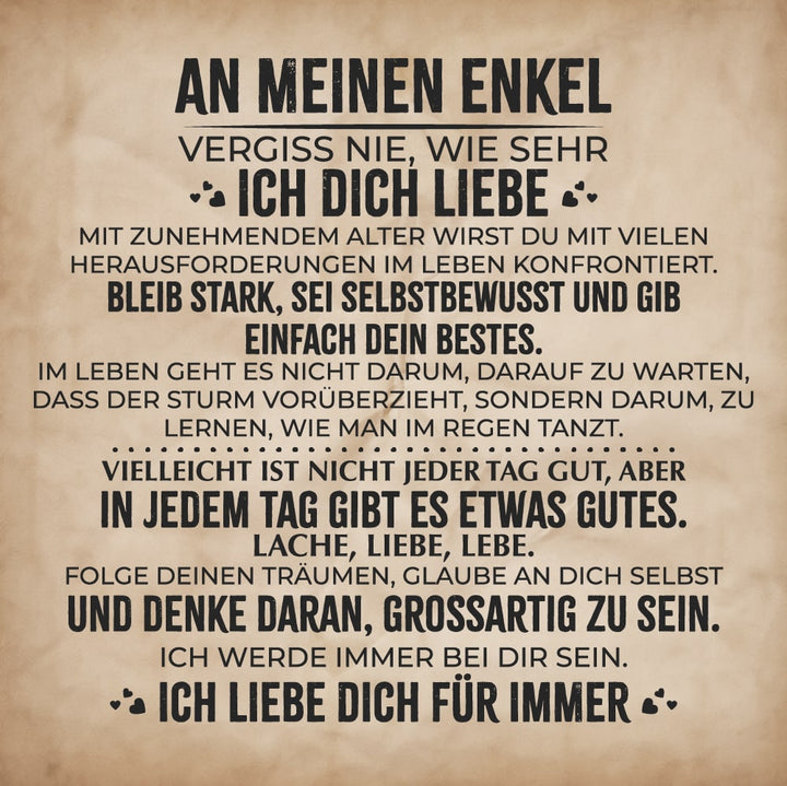 An meinen Enkel - Geflochtenes Edelstahl Lederarmband