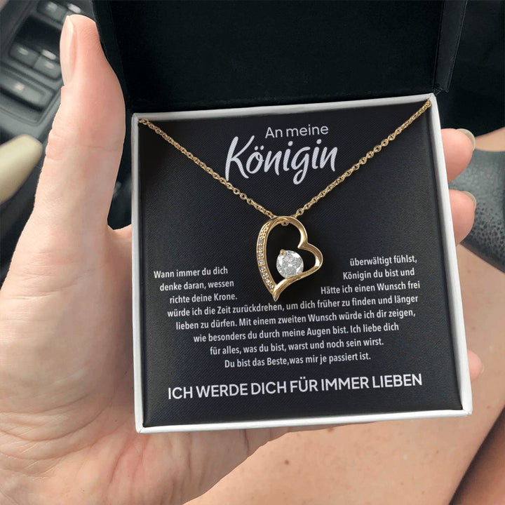 14k Weißgold Ausführung Herz Halskette - An meine Königin