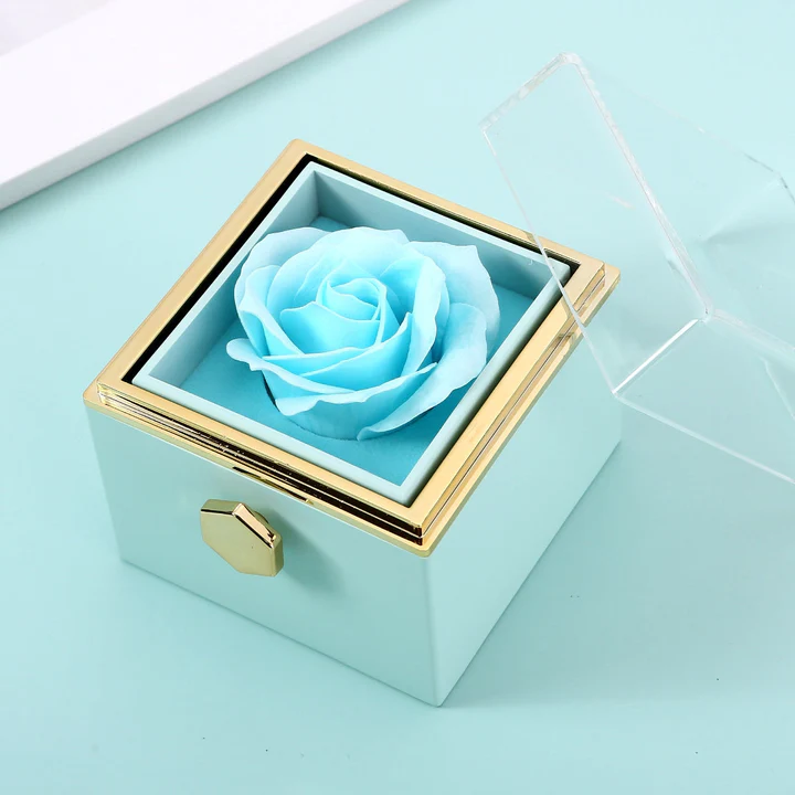 Ewige Rosenbox – mit Doppelherz Halskette und echter Rose