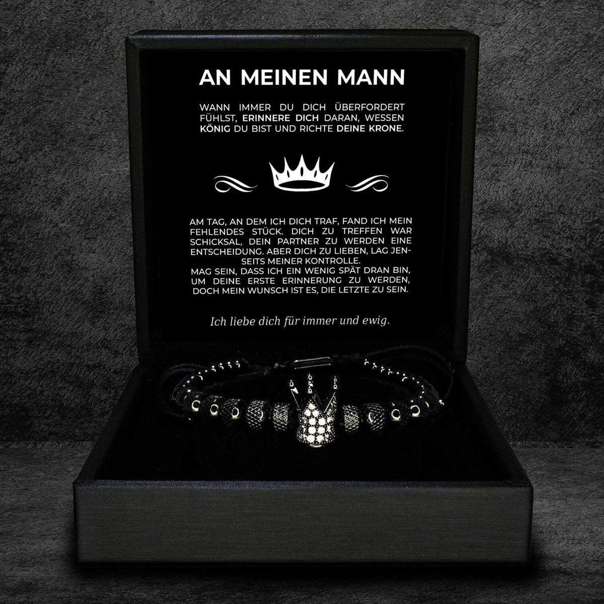 An meinen Mann "Richte Deine Krone" Armband Geschenk Set Liebeselement