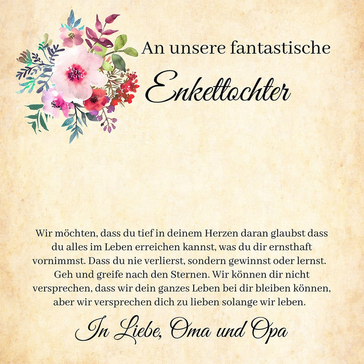 Edelstahl Halskette - An unsere Enkeltochter von Oma und Opa
