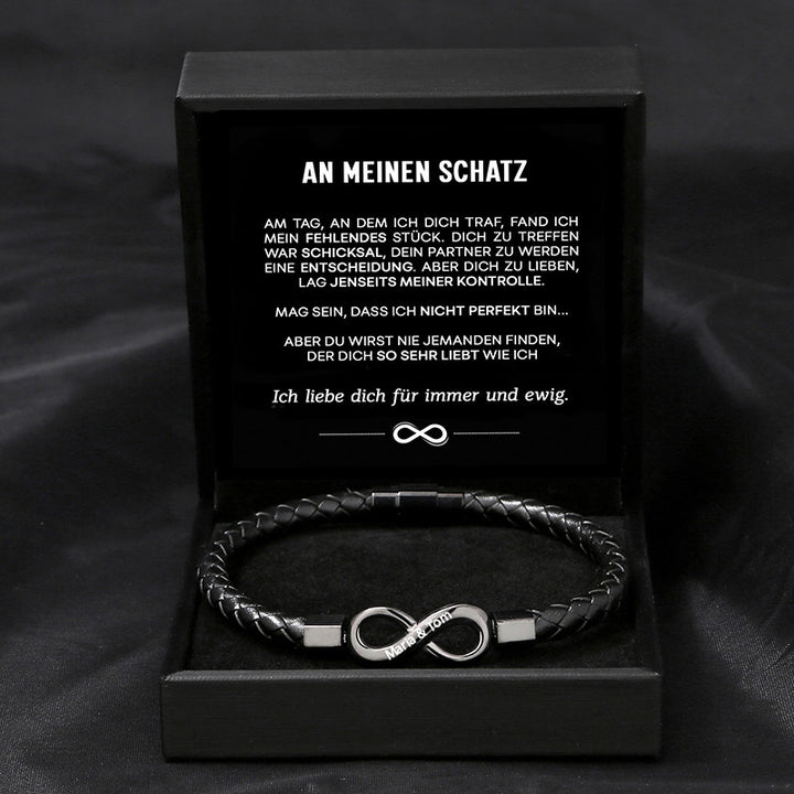 "An meinen Schatz" - Unendlichkeits-Armband an meinen Mann