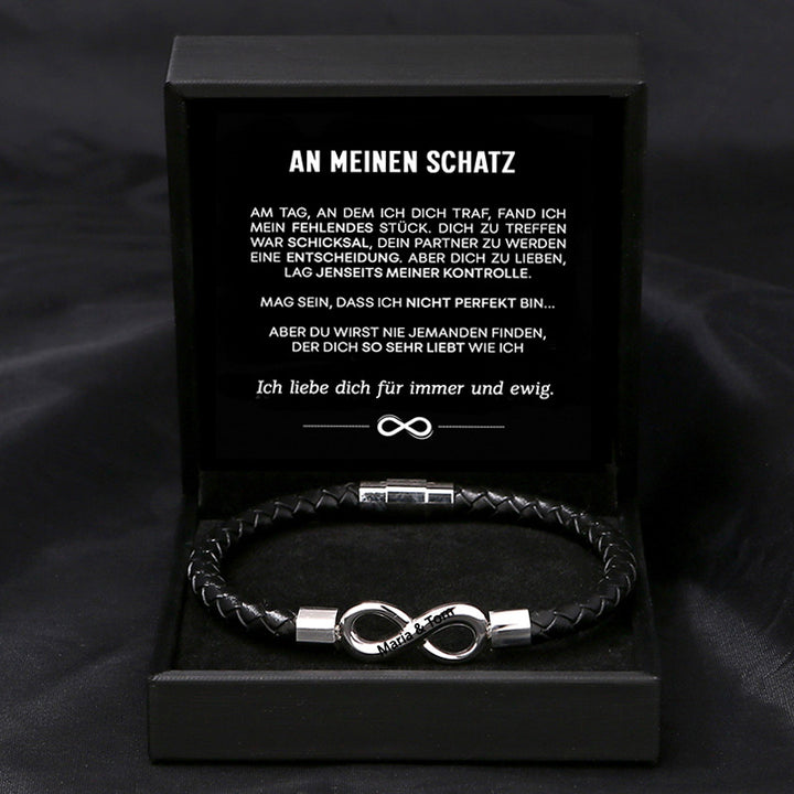 "An meinen Schatz" - Unendlichkeits-Armband an meinen Mann