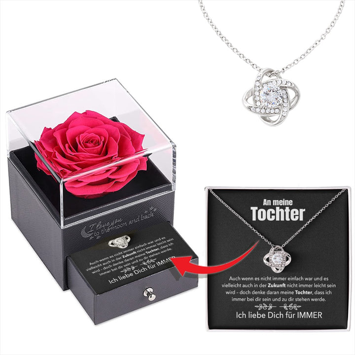 Rosenbox mit 14k Weißgold Ausführung Halskette