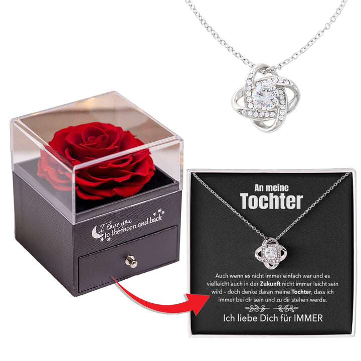 Rosenbox mit 14k Weißgold Ausführung Halskette
