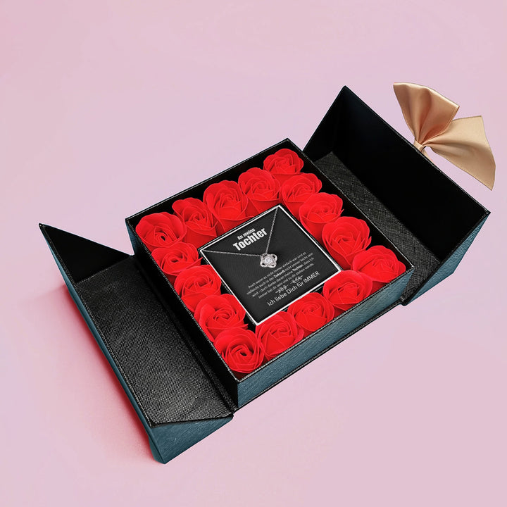 Aufklappbare Rosenbox mit 14k Weißgold Ausführung Halskette