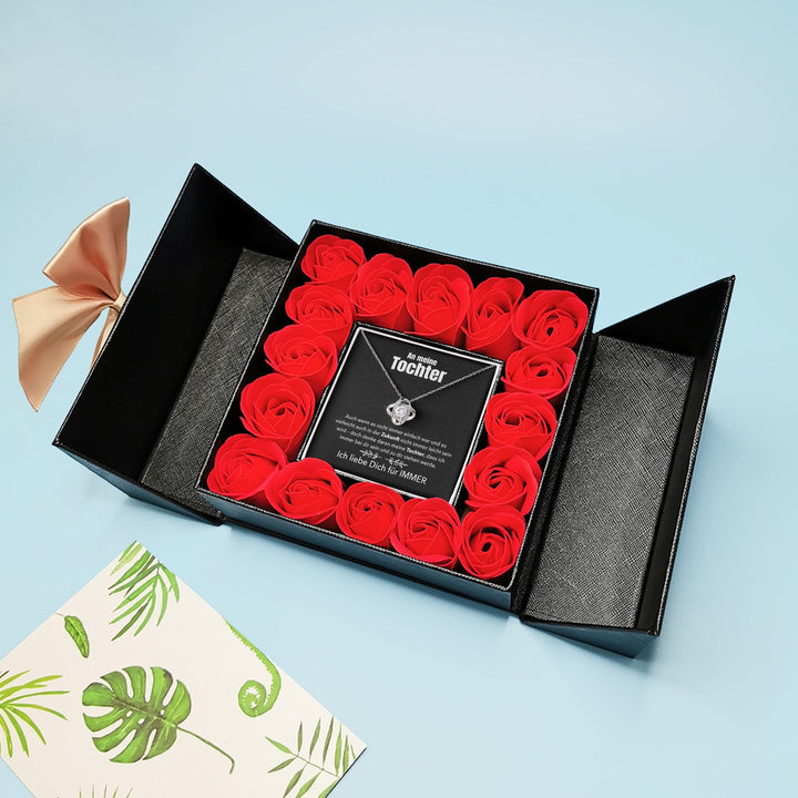 Aufklappbare Rosenbox mit 14k Weißgold Ausführung Halskette