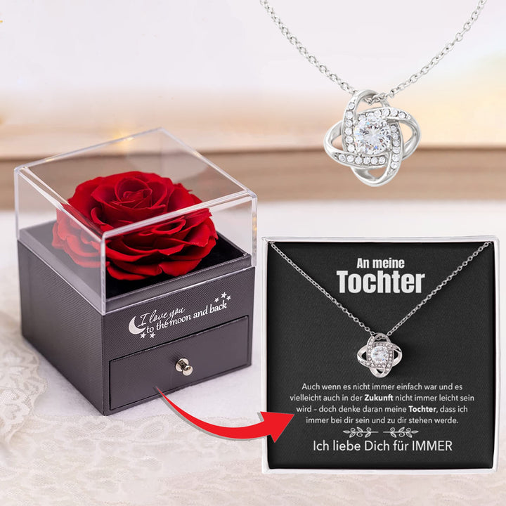 Rosenbox mit 14k Weißgold Ausführung Halskette