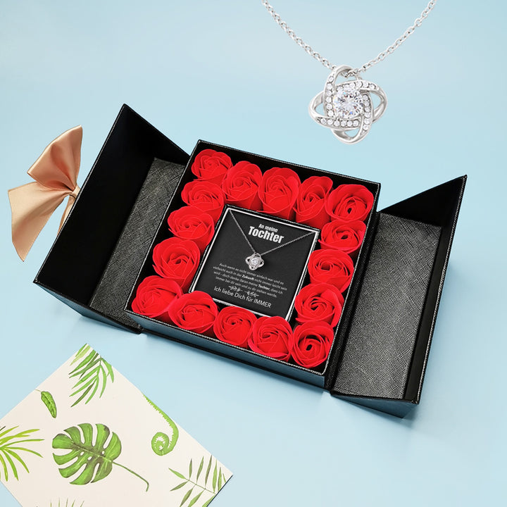 Aufklappbare Rosenbox mit 14k Weißgold Ausführung Halskette