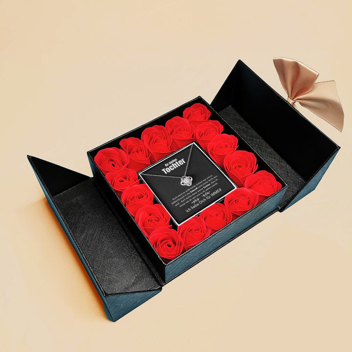 Aufklappbare Rosenbox mit 14k Weißgold Ausführung Halskette