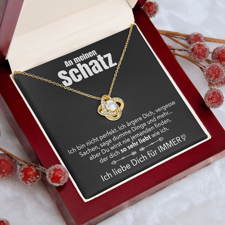 14k Weißgold Knoten Halskette - An meinen Schatz