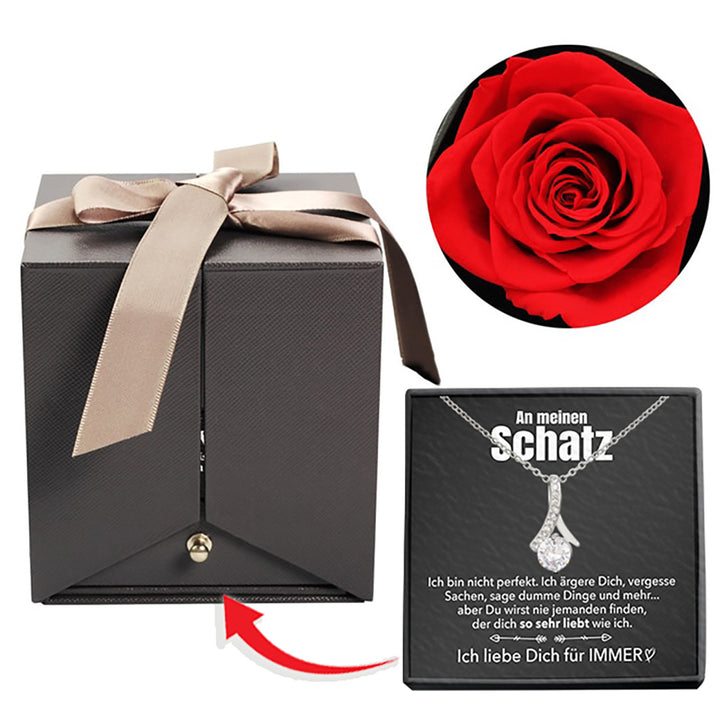 An meinen Schatz Rosenbox - Weißgold Ausführung Halskette