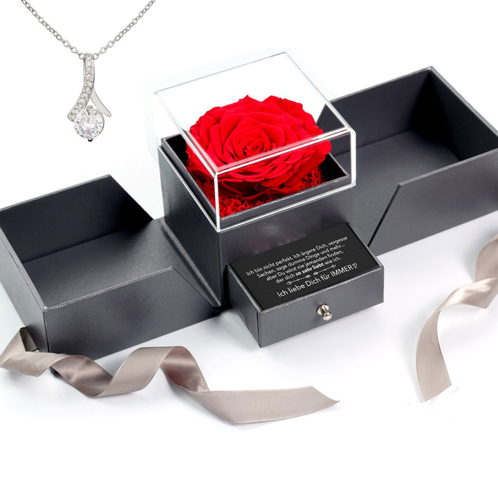 An meinen Schatz Rosenbox - Weißgold Ausführung Halskette