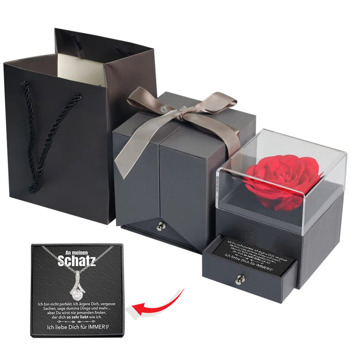 An meinen Schatz Rosenbox - Weißgold Ausführung Halskette