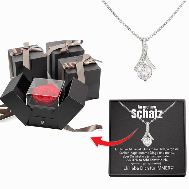 An meinen Schatz Rosenbox - Weißgold Ausführung Halskette