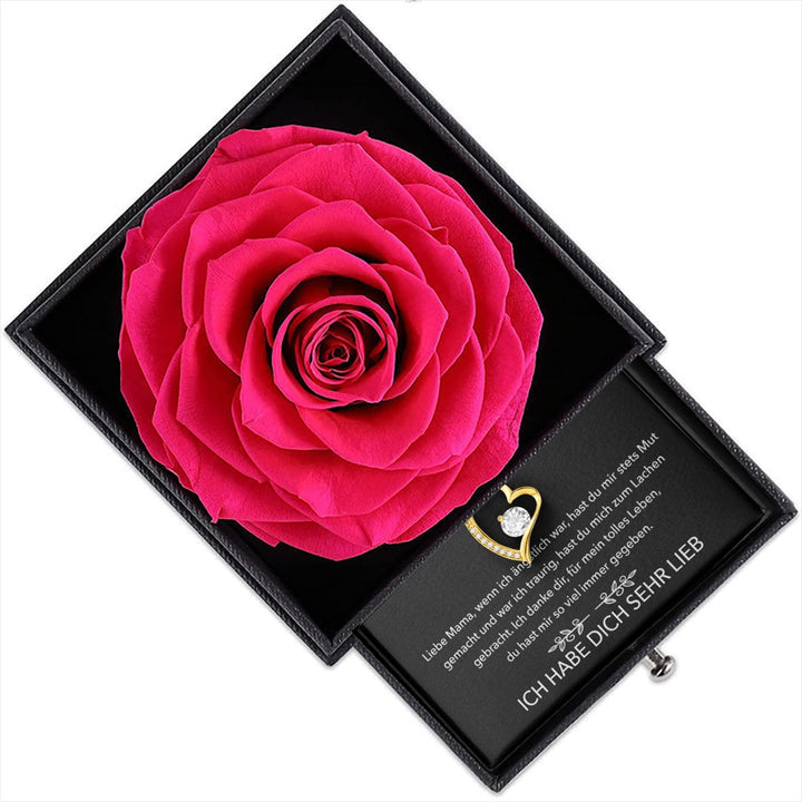 An meine Mama - Rosenbox - Weißgold Ausführung Herz Halskette