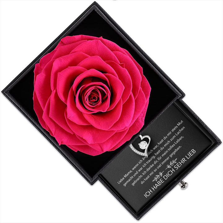 An meine Mama - Rosenbox - Weißgold Ausführung Herz Halskette