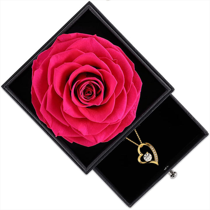 An meine Mama - Rosenbox - Weißgold Ausführung Herz Halskette