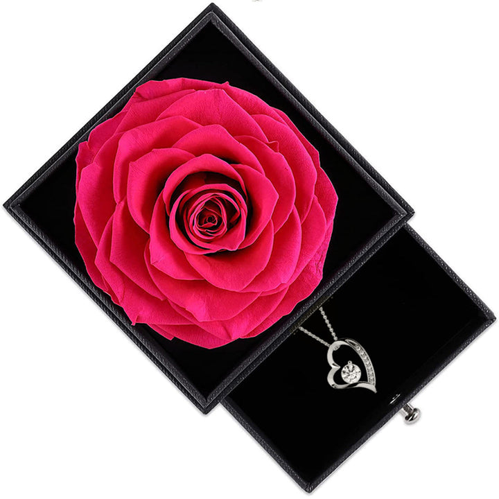 An meine Mama - Rosenbox - Weißgold Ausführung Herz Halskette