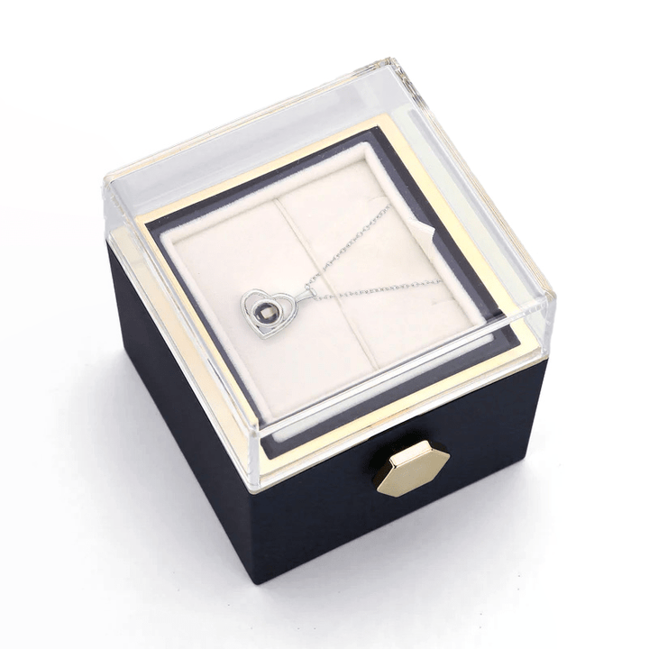 Ewige Rosenbox - Personalisierte Herz Halskette mit Foto & echte Rose