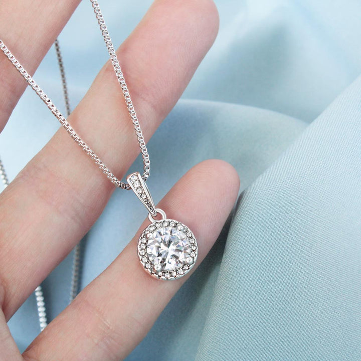 14k Weißgold Ausführung Kreis Halskette - Mit echter Rose - An meinen Schatz