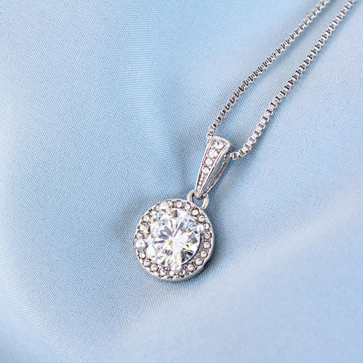 14k Weißgold Ausführung Kreis Halskette - Mit echter Rose - An meinen Schatz