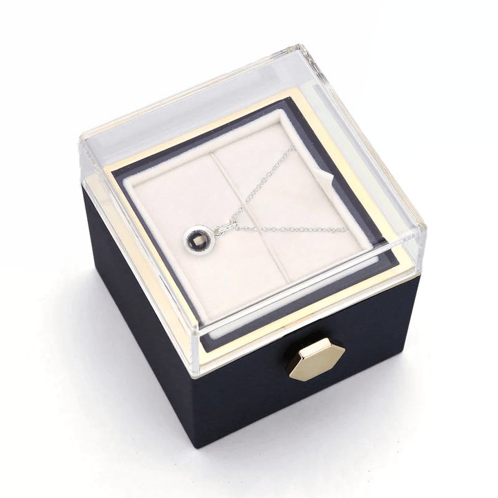 Ewige Rosenbox - Personalisierte Kreis Halskette mit Foto & echte Rose