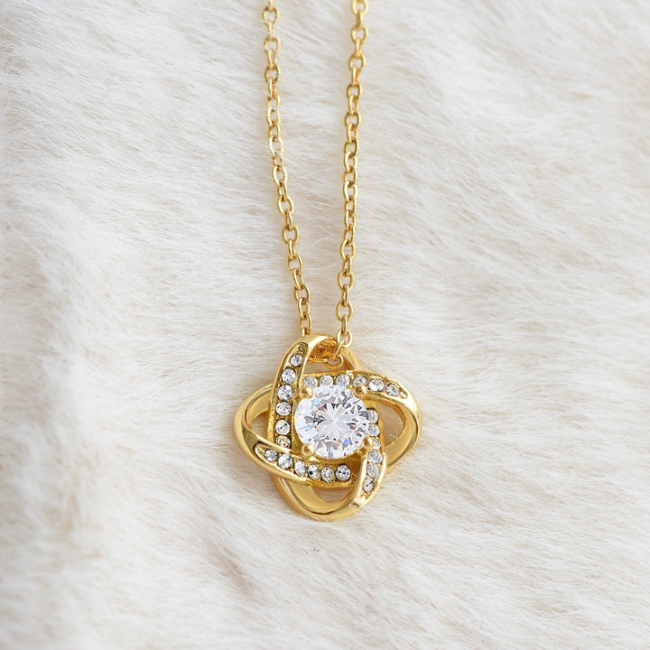 14k Weißgold Ausführung Liebesknoten Halskette - Mit echter Rose - An meinen Schatz