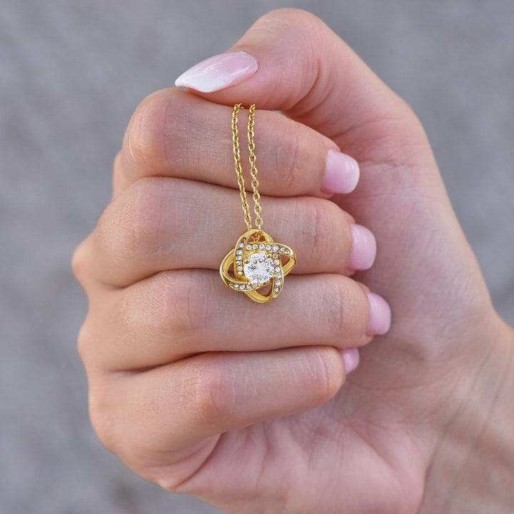 14k Weißgold Ausführung Liebesknoten Halskette - Mit echter Rose - An meinen Schatz